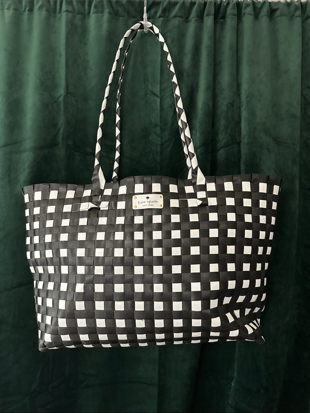 kate spade Black & White Woven Check Tote